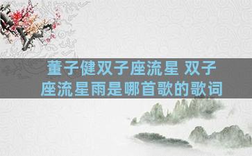 董子健双子座流星 双子座流星雨是哪首歌的歌词